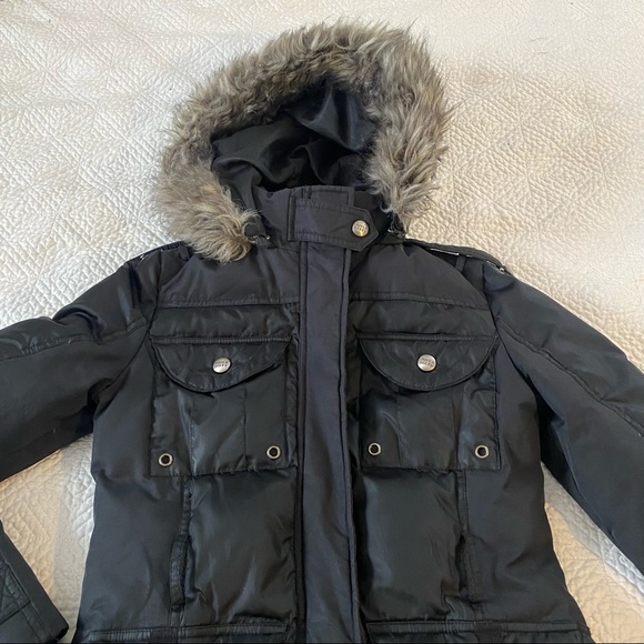 Miss Sixty Down & Faux Fur Trim Utility Winter Jacket Parka Anorak Coat XS - Picture 4 of 15